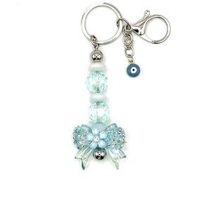 Blue Beaded Keychain with Evil Eye Charm